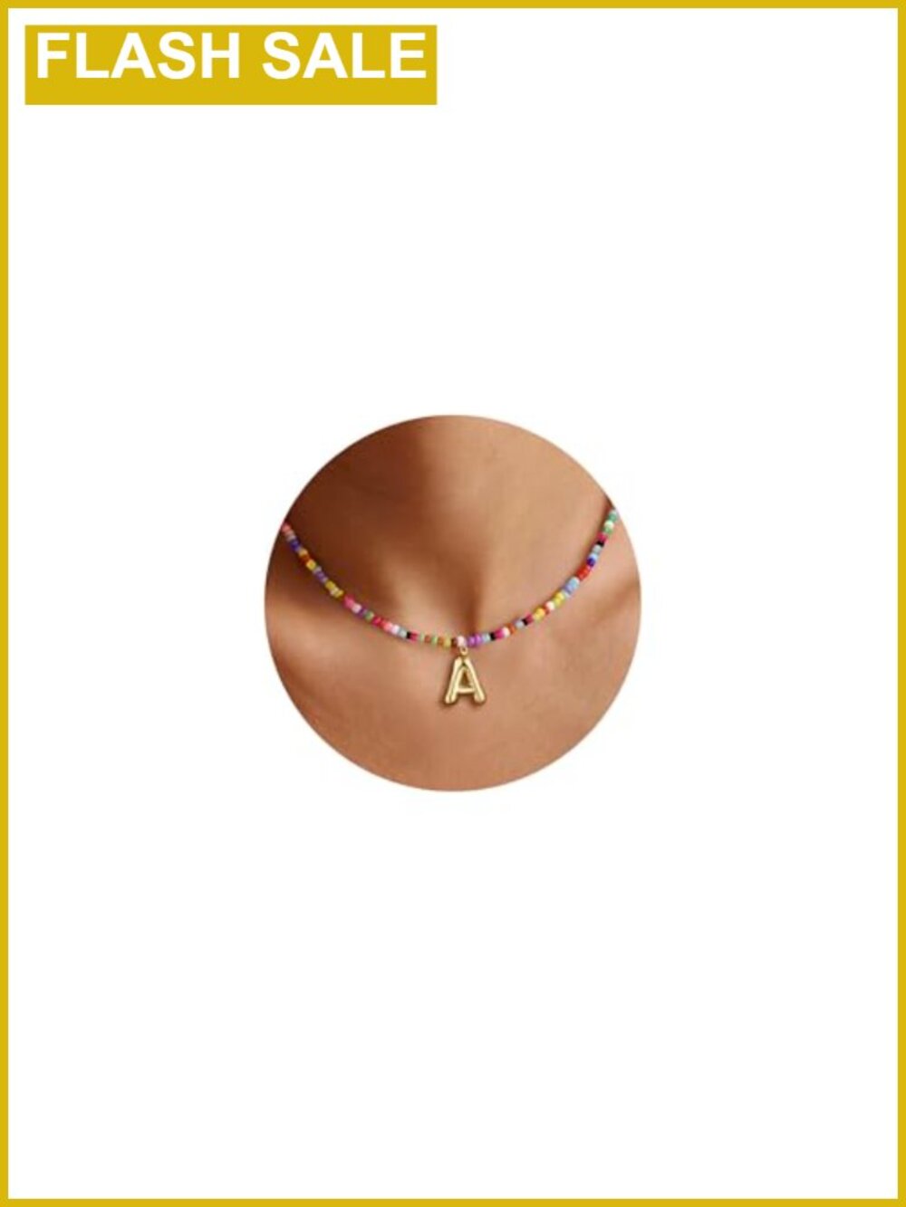 Gold Plated Bubble Initial Beaded Necklace Girls Kids Gift Jewelry